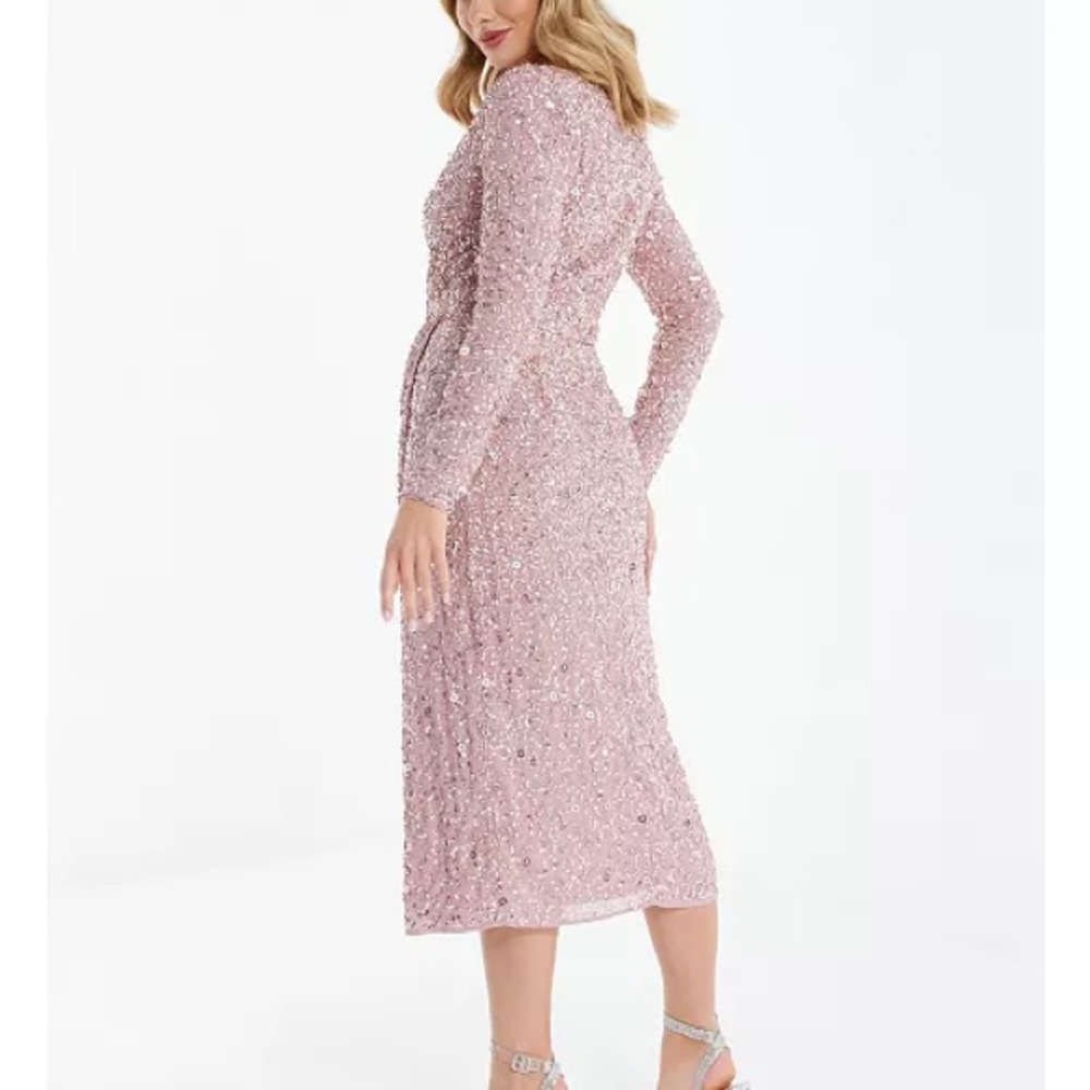 SALE 😱😱BNWT powder pink sequin dress $325 - Picture 2 of 4